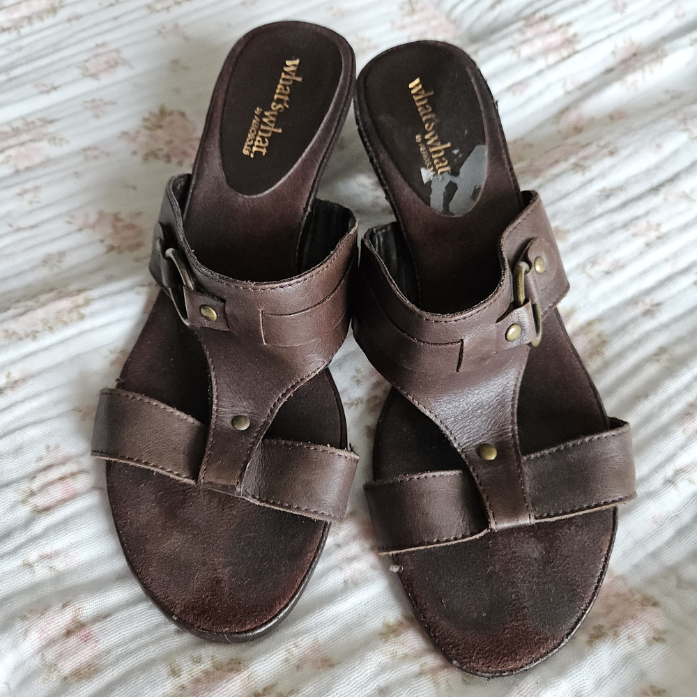 AEROSOLES Dark Brown Leather Heels